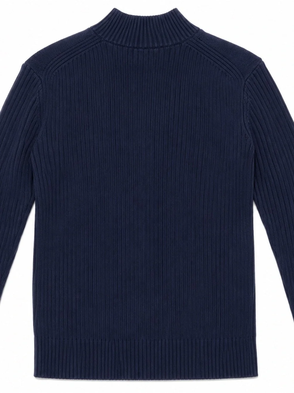 Banana Republic Navy Ribbed Button Quarter-Zip Sweater